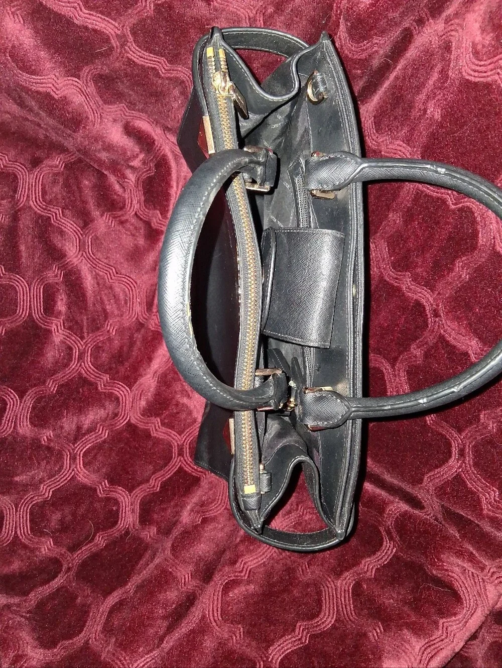 Michael Kors Black Leather Satchel with Gold Accents